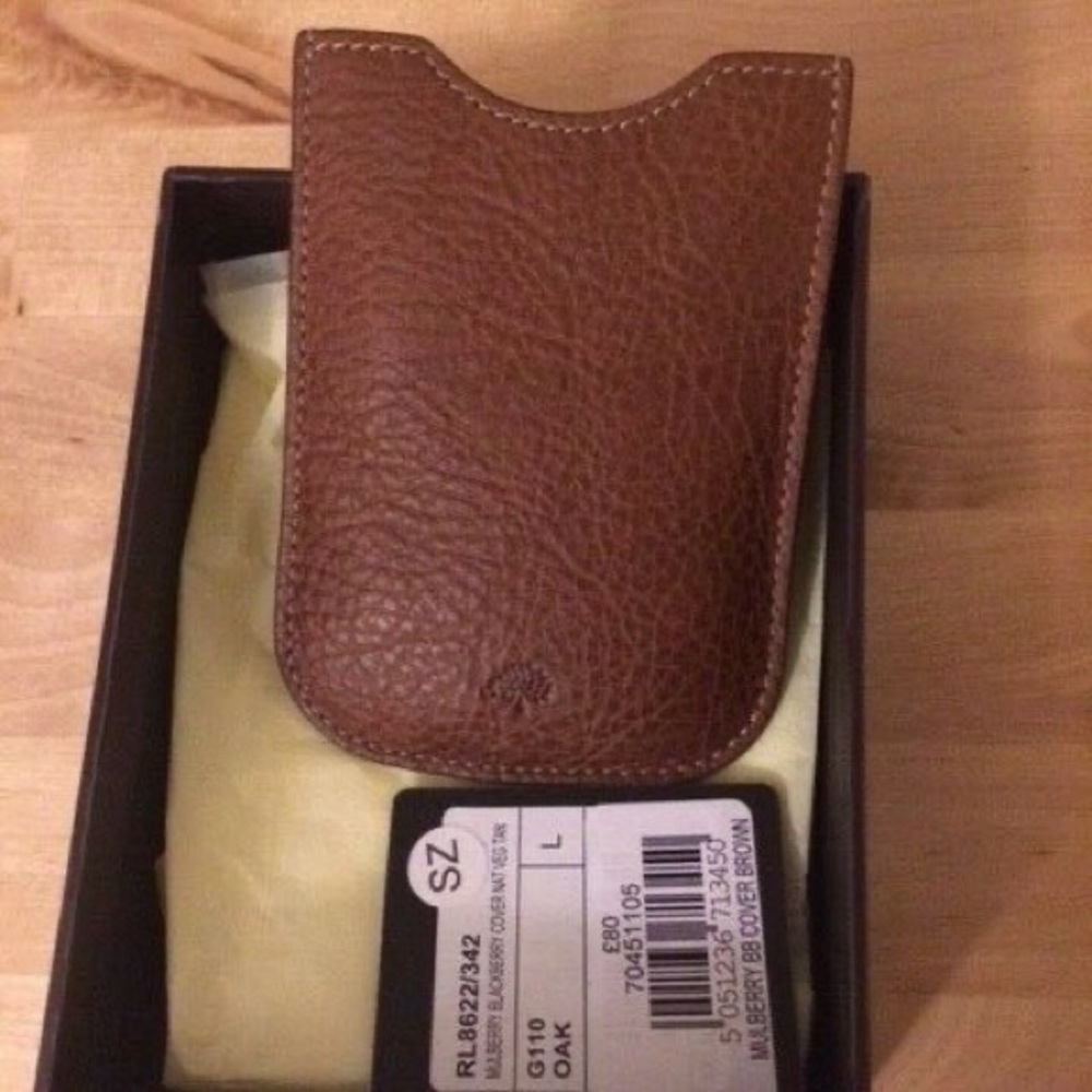 £80 Mulberry cell phone card case oak natural veg tan